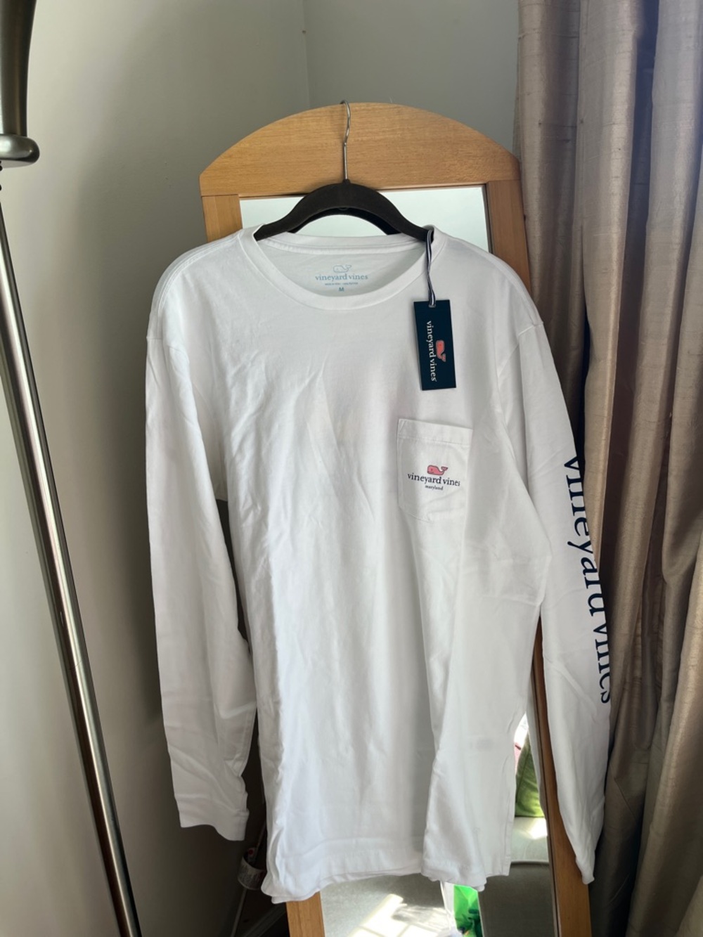 Vineyard Vines MARYLAND FLAG White Long-Sleeve Pocket Tee. Mint & NWT!